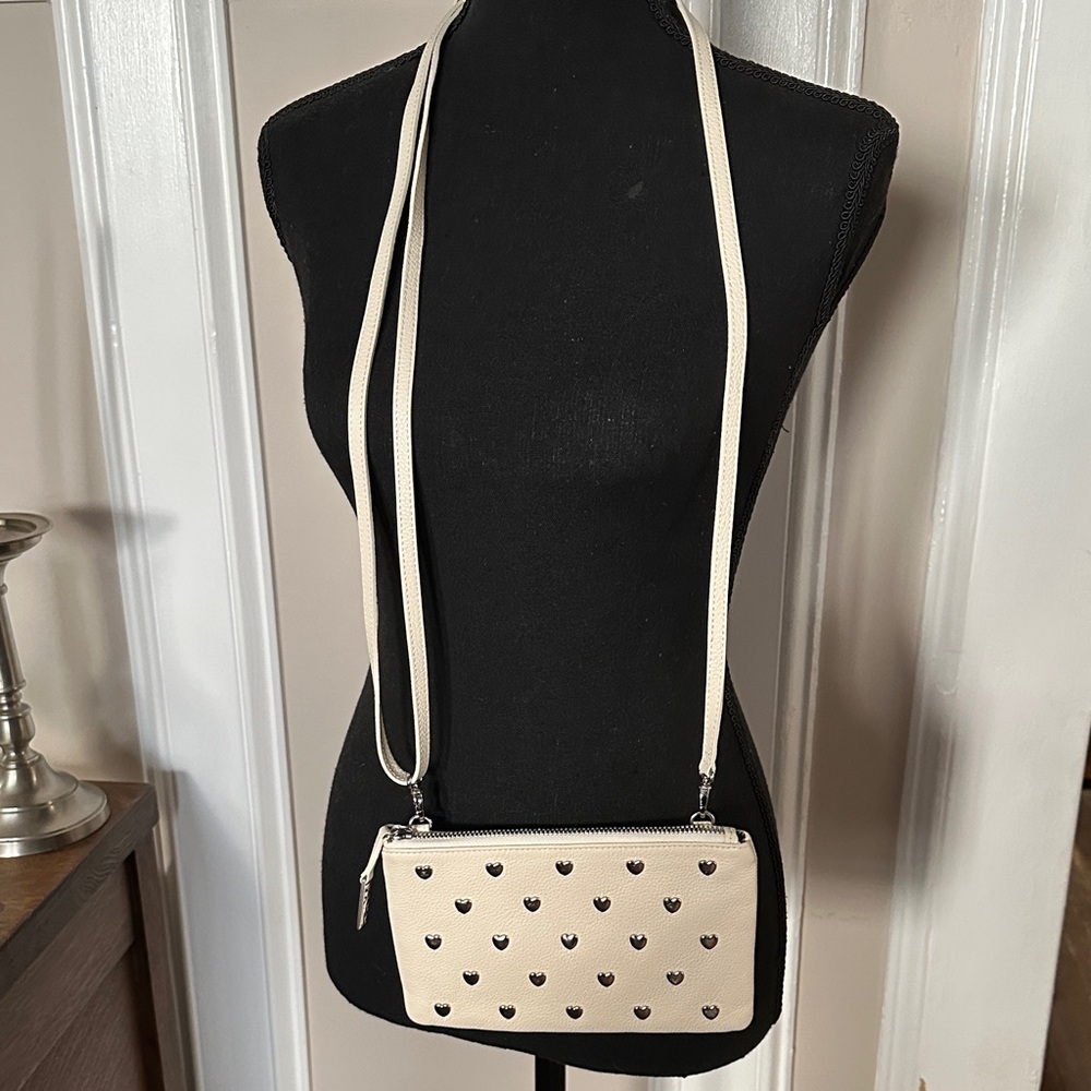 Brighton Cream Crossbody Bag with Heart Accents